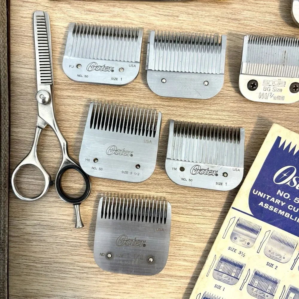 Vintage Barber Lot Oster No. 50 Clipper Blades Andis BG Blade Straight Razor